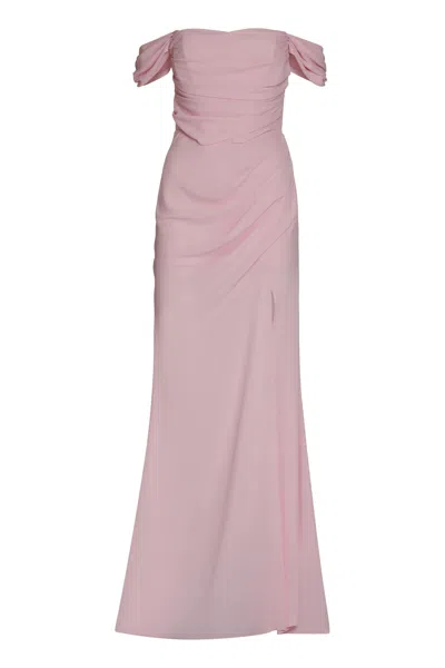 Giuseppe Di Morabito Draped Mini Crepe Dress With Side Slit In Pink