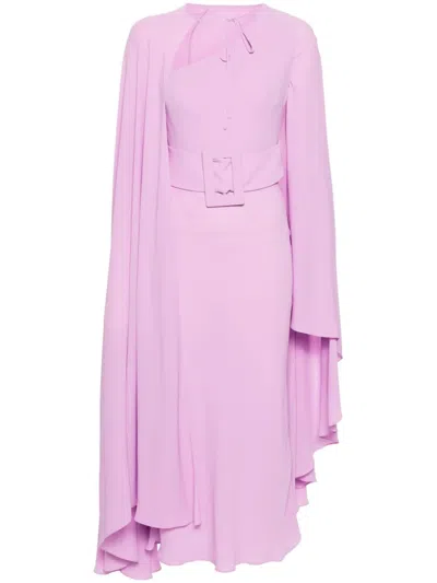 Giuseppe Di Morabito Crepe Maxi Dress With Cape Detail In Pink & Purple