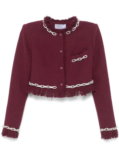 Giuseppe Di Morabito Crystal-chain Cropped Jacket In Purple