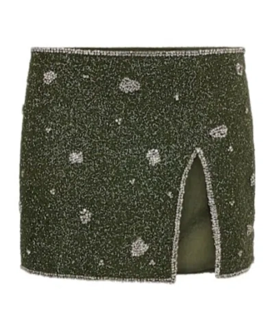 Giuseppe Di Morabito Crystal Decorative Midi Skirt In Green
