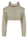 Giuseppe Di Morabito Crystal-embellished Cold-shoulder Cardigan In Neutral