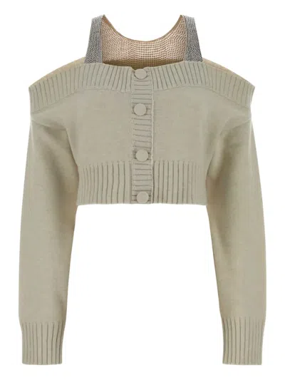 GIUSEPPE DI MORABITO CRYSTAL-EMBELLISHED COLD-SHOULDER CARDIGAN