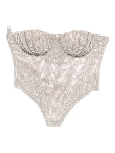 Giuseppe Di Morabito Crystal-embellished Corset Top In Gray