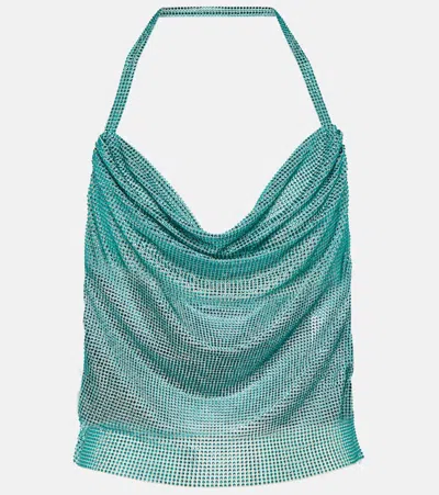 Giuseppe Di Morabito Embellished Net Halter Top In Light Blue