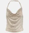 Giuseppe Di Morabito Embellished Net Halter Top In Silver