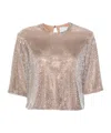 Giuseppe Di Morabito Embellished Metallic Keyhole Back Blouse In Nude