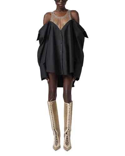 Giuseppe Di Morabito Crystal Embellished Mini Shirt Dress In Black