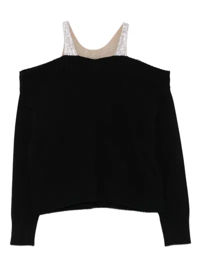 Giuseppe Di Morabito Crystal-embellished Off-shoulder Jumper In Black