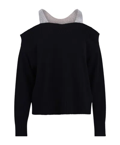 Giuseppe Di Morabito Crystal-embellished Off-shoulder Jumper In Black