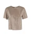 Giuseppe Di Morabito Embellished Metallic Keyhole Back Blouse In Nude
