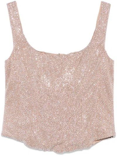 Giuseppe Di Morabito Crystal-embellished Top In Neutrals