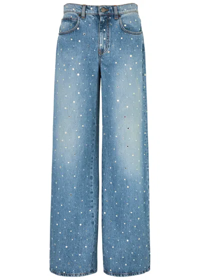 Giuseppe Di Morabito Crystal-embellished Wide-leg Jeans In Blue