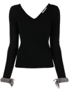 Shop Giuseppe Di Morabito Crystal Embellished Wool Top