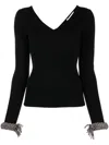 Giuseppe Di Morabito Braided-cuffs Ribbed-knit Top In Black