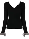 Giuseppe Di Morabito Braided-cuffs Ribbed-knit Top In Black