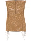 Giuseppe Di Morabito Crystal-embellishment Criss-cross Mini Dress In Brown