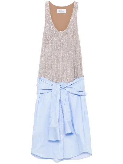 Giuseppe Di Morabito Shirt Dress In Light Blue With Rhinestones Women