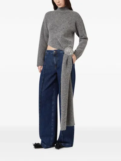 Giuseppe Di Morabito Crystal-embellished Asymmetric Sweater In Gray
