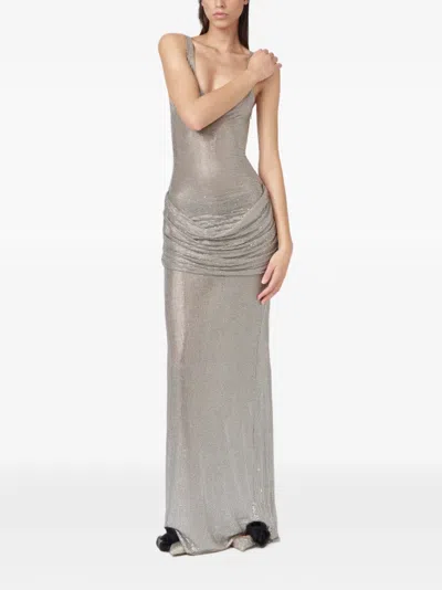 Giuseppe Di Morabito Crystal-embellished Draped Maxi Dress In Gray