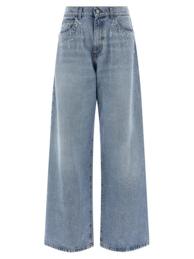 Giuseppe Di Morabito Crystal-embellished Jeans In Light Blue