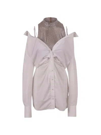 Giuseppe Di Morabito Crystal-embellished Off-shoulder Mini Dress In Gray
