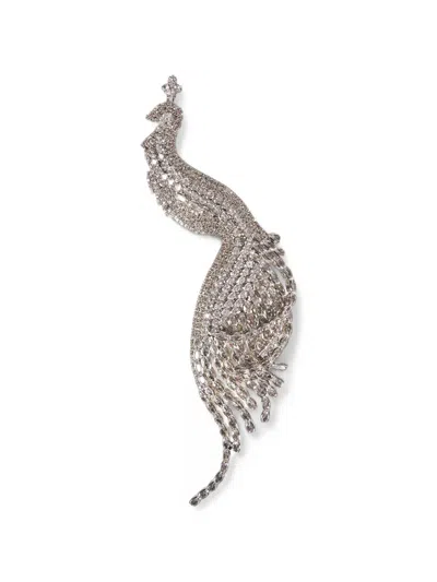 Giuseppe Di Morabito Crystal-embellished Peacock Brooch In Metallic