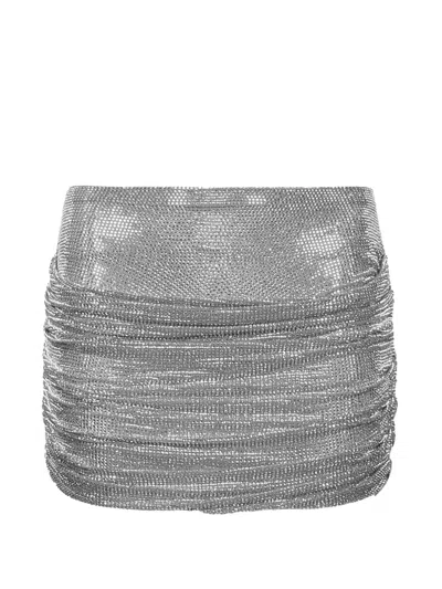 Giuseppe Di Morabito Crystal-embellished Ruched Mini Skirt In Silver
