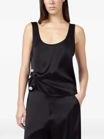 Giuseppe Di Morabito Crystal-embellished Ruched Top In Black