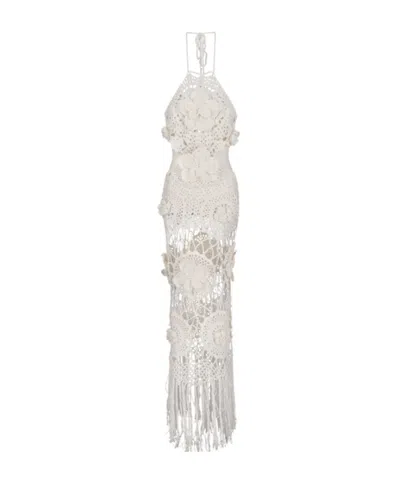 Giuseppe Di Morabito Cut Out Detailed Crochet-knit Maxi Dress In White