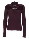 Giuseppe Di Morabito Fitted Long Sleeve Top With Pin Detail In Burgundy