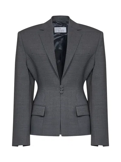 Giuseppe Di Morabito Dark Grey Virgin Wool Canvas Fitted-waist Blazer In Gray