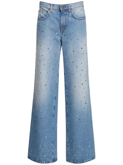 Giuseppe Di Morabito Embellished High Rise Wide Pants In Blue