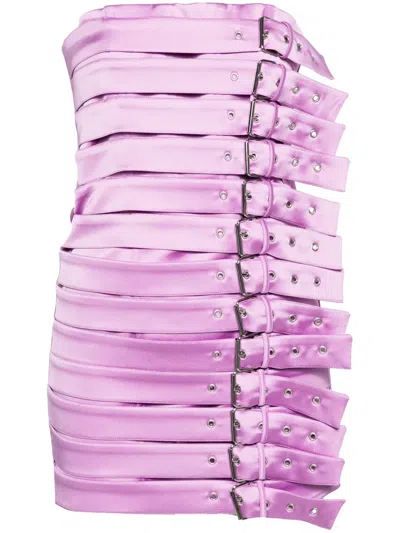Giuseppe Di Morabito Decorative Buckle-detail Satin Dress In Violett