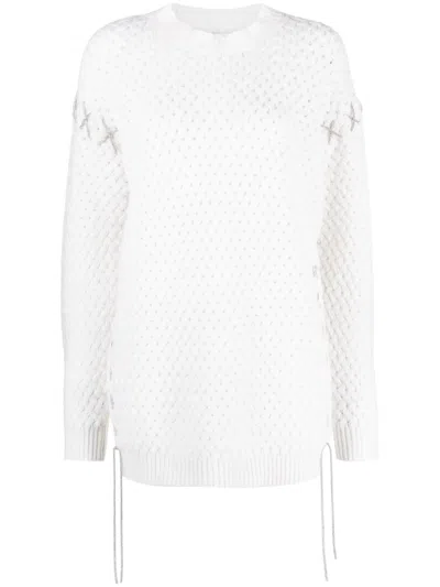 Giuseppe Di Morabito Decorative-stitches Knitted Minidress In Neutrals