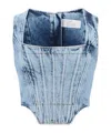 Giuseppe Di Morabito Bustier Top In Marbled Denim In Blue