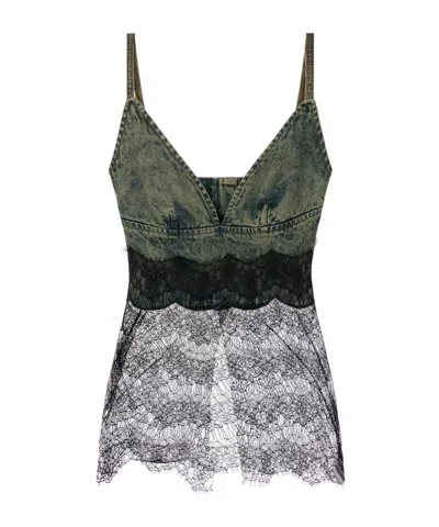 GIUSEPPE DI MORABITO DENIM LACE TOP