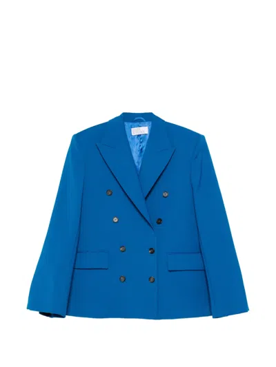 Giuseppe Di Morabito Double-breasted Pleated Jacket In Blue