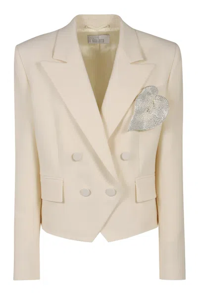 Giuseppe Di Morabito Double-breasted Wool Jacket With Structured Shoulders In Neutral