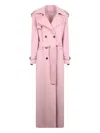 Giuseppe Di Morabito Double-breasted Wool Trench Coat In Pink