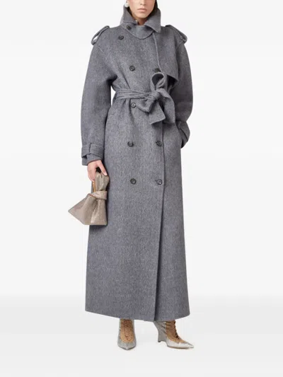 Giuseppe Di Morabito Double-breasted Belted Coat In Gray