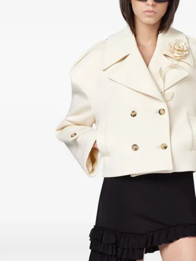 Giuseppe Di Morabito Double-breasted Floral-detail Jacket In Neutral