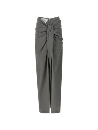 Giuseppe Di Morabito High Waist Wool Trousers Draped Pleated In Gray