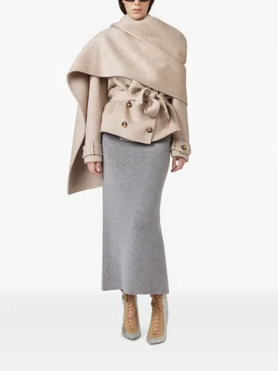 Giuseppe Di Morabito Draped Belted Peacoat In Neutral
