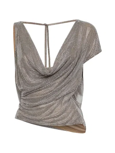 Giuseppe Di Morabito Draped Crystal Embellished Top In Brown