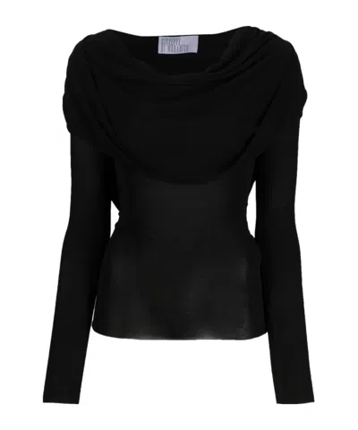 GIUSEPPE DI MORABITO DRAPED-DETAILING LONG-SLEEVE T-SHIRT