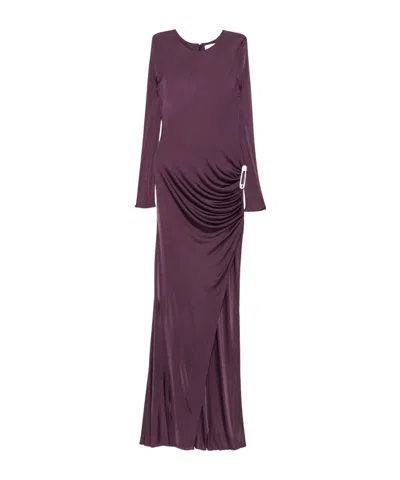 Giuseppe Di Morabito Draped Jewel-embellished Gown In Purple