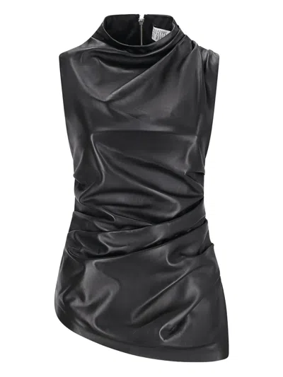 Giuseppe Di Morabito Draped Leather Top In Black