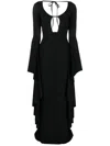Giuseppe Di Morabito Ribbed Viscose Maxi Sleeve Long Dress In Black