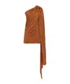Giuseppe Di Morabito Viscose Draped Ruched Mini Dress In Brown