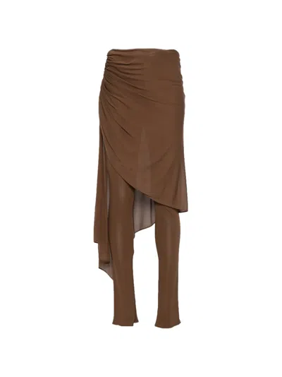 Giuseppe Di Morabito Draped Ruched Trousers In Brown